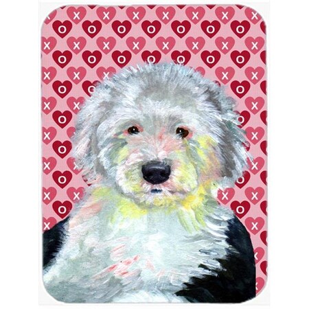 Carolines Treasures Carolines Treasures LH9171LCB 15 x 12 in. Old English Sheepdog Hearts Love and Valentines Day Glass Cutting Board - Large LH9171LCB